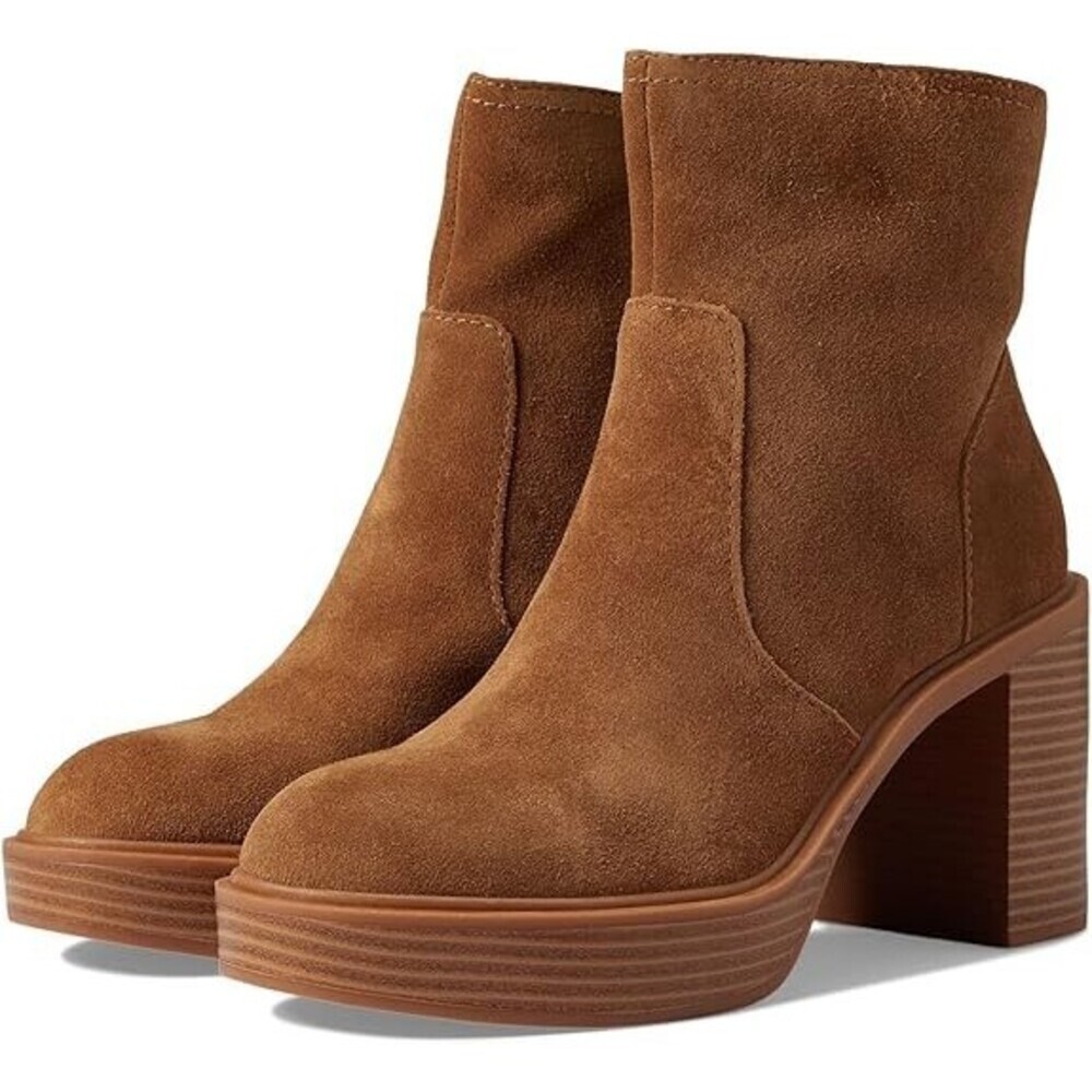 Dolce Vita Cinzia Bootie Womens 9.5 Brown Leather Block Heel Ankle Boots ZAP831
